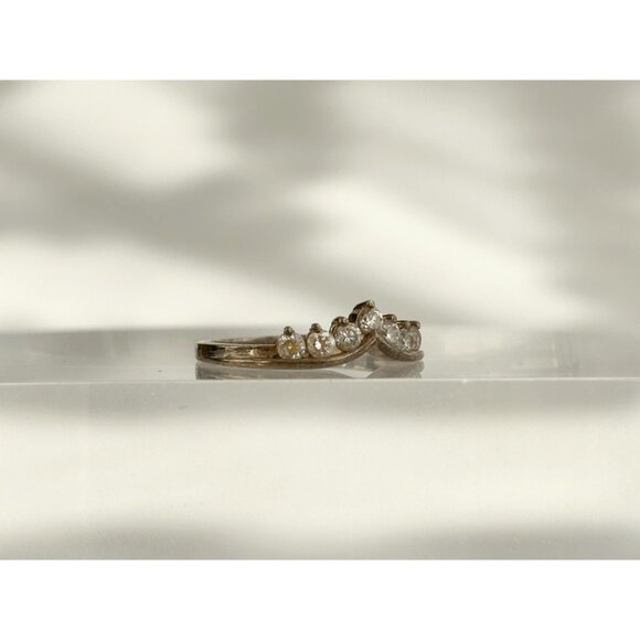 Stackable Chevron | V Shaped CZ 925 Sterling Silver Vintage Ring - sz 6.75 - Picture 10 of 11